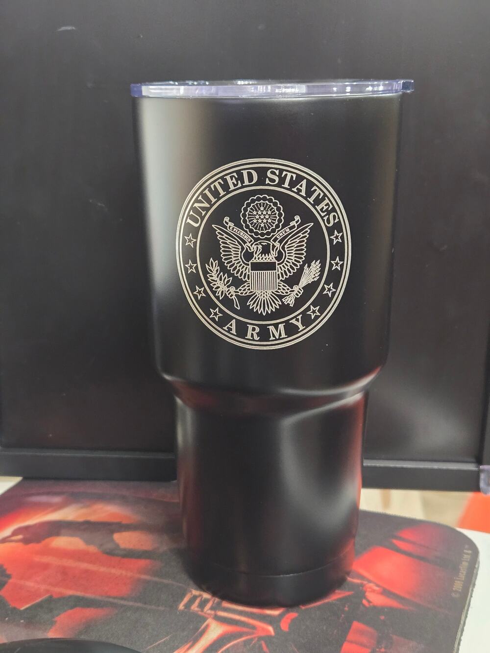 US Army 30oz Stainless Steel Insulated Tumbler Black Travel Mug w/Lid
